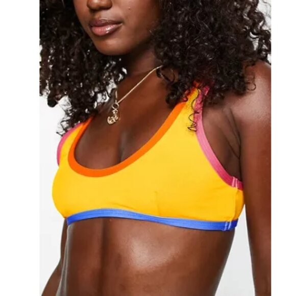 It's Now Cool the 90s Duo Crop ‎ Stretch Premium Bikini Top Yellow Large NWOT - Picture 1 of 8